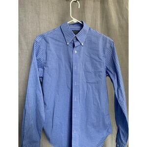 Lauren by Ralph Lauren Men’s Blue Checkered Button-Down Shirt – Size 15 34/35